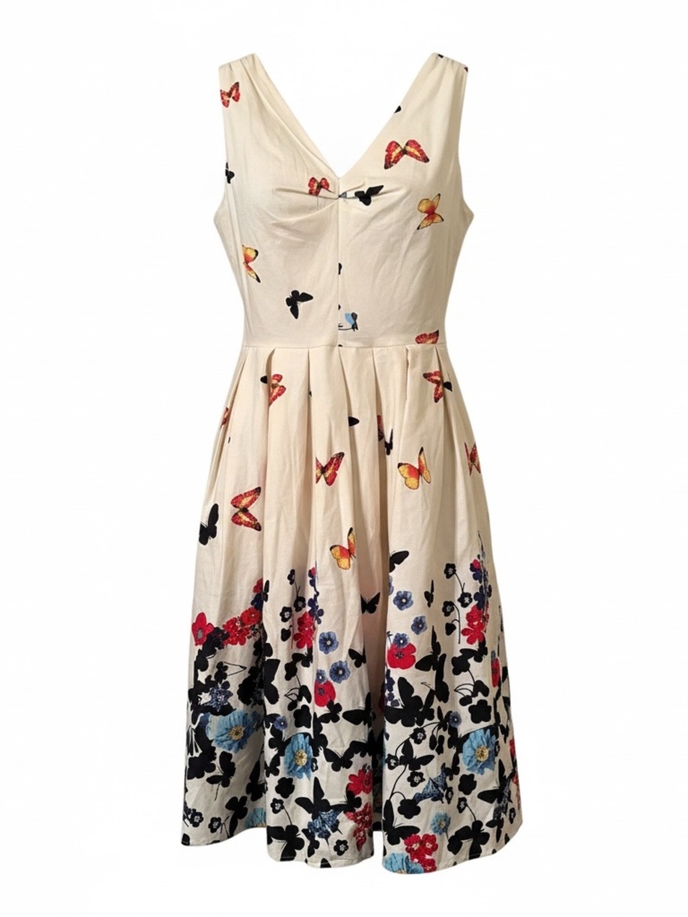 Belle Poque Retro Swing Dress M NWT Butterfly Floral Pinup Rockabilly Pockets